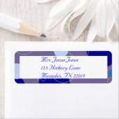 Retro Blue Circles & Ovals Koninklijk retouradres Etiket (Insitu)