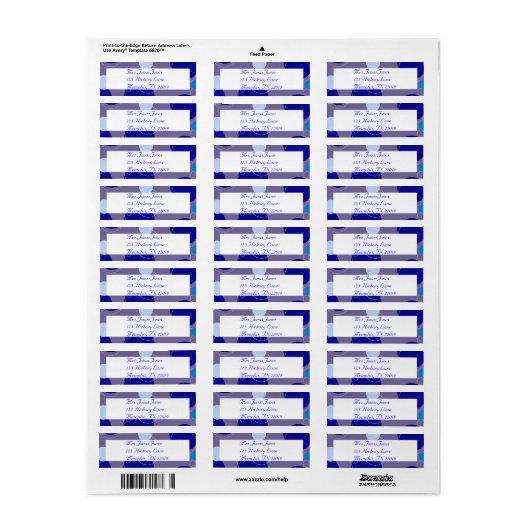 Retro Blue Circles & Ovals Koninklijk retouradres Etiket (Full Sheet)