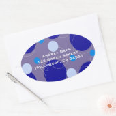 Retro Blue Circles & Ovals Koninklijk retouradres Ovale Sticker (Envelop)