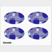 Retro Blue Circles & Ovals Koninklijk retouradres Ovale Sticker (Vel)