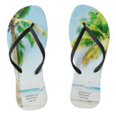 Retro Blue Coastal Beach Palmbomen Tropische Oceaa Teenslippers (Voetbed)