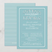 Retro Blue Cocktail Party Vrijgezellenfeest Kaart (Voorkant / Achterkant)