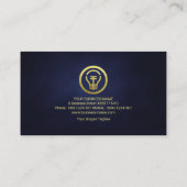 Retro Blue Column Faux Gold Light Electricia Visitekaartje (Achterkant)