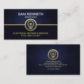 Retro Blue Column Faux Gold Light Electricia Visitekaartje (Voorkant / Achterkant)