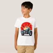 Retro Blue Cruiser – Pop-Art Motorfiets T-Shirt (Voorkant volledig)