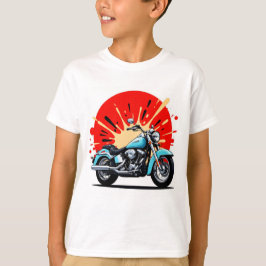 Retro Blue Cruiser – Pop-Art Motorfiets T-Shirt