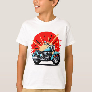 Retro Blue Cruiser – Pop-Art Motorfiets T-Shirt