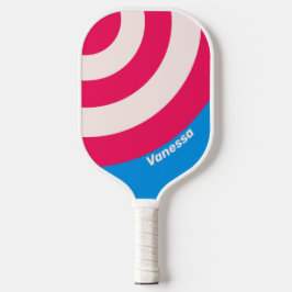 Retro Blue Crush Cirkel Streep met Naam Pickleball Paddle