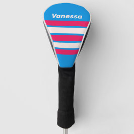 Retro Blue Crush Overdwars Strepen met Naam Golfheadcover