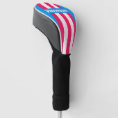 Retro Blue Crush Pin Strepen met Naam Golfheadcover (Schuin)