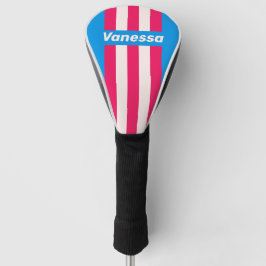 Retro Blue Crush Pin Strepen met Naam Golfheadcover
