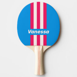 Retro Blue Crush Pin Strepen met Naam Tafeltennisbatje
