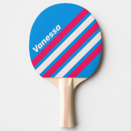 Retro Blue Crush Schuin Strepen met Naam Tafeltennisbatje