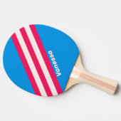 Retro Blue Crush Stripes met naam Tafeltennisbatje (Zijkant)