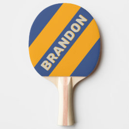Retro Blue Crush Sunset Bold Strepen met Naam Tafeltennisbatje
