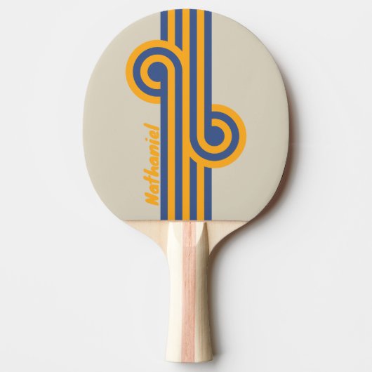 Retro Blue Crush Sunset Loop met Naam Tafeltennisbatje (Voorkant)