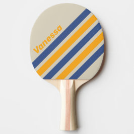 Retro Blue Crush Sunset Schuine Strepen met Naam Tafeltennisbatje