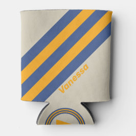 Retro Blue Crush Sunset Strepen met Naam Blikjeskoeler