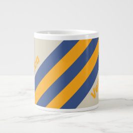 Retro Blue Crush Sunset Strepen met Naam Grote Koffiekop
