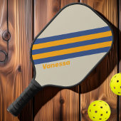 Retro Blue Crush Sunset Stripes met naam Pickleball Paddle
