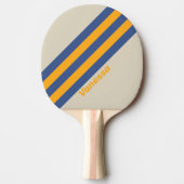Retro Blue Crush Sunset Stripes met naam Tafeltennisbatje (Voorkant)