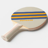 Retro Blue Crush Sunset Stripes met naam Tafeltennisbatje (Voorkant Gekanteld)
