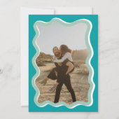 Retro blue curve met een golvende bruiloft foto kaart (Achterkant)