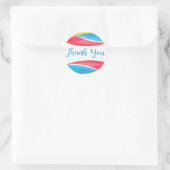 Retro Blue Dank u Abstract Rainbow Wave Rood Ronde Sticker (Tas)