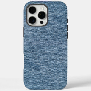 Retro Blue Denim Jeans Textuur iPhone 16 Pro Max Hoesje