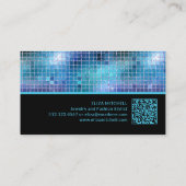 Retro Blue Disco Ball Mirror | QR-code Visitekaartje (Achterkant)