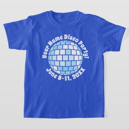 Retro Blue Disco Ball PERSONALIZED T-Shirt (Laagn)