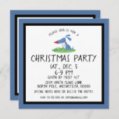 Retro Blue Dog Kerstuitnodiging Kaart (Voorkant / Achterkant)