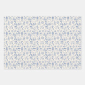 Retro Blue Doodle Christmas Wrapping Paper (Voorkant 3)