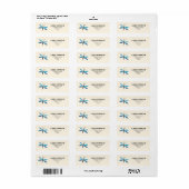 Retro Blue Dragonfly Origineel Art Retouradres Etiket (Full Sheet)