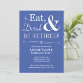 Retro Blue Eat Drink en worden gepensioneerd Kaart (Staand voorkant)