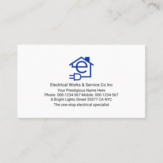 Retro Blue Electric Power Plug Visitekaartje (Achterkant)