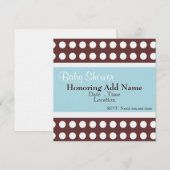 Retro Blue en Brown Stippen Baby shower Invitation Kaart (Voorkant / Achterkant)
