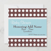 Retro Blue en Brown Stippen Baby shower Invitation Kaart (Voorkant)