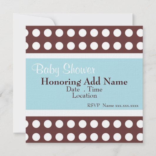 Retro Blue en Brown Stippen Baby shower Invitation Kaart (Voorkant)