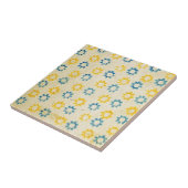 Retro Blue en Gellow Sun Stencil Textuur Tegeltje (Zijkant)