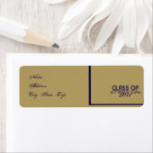 Retro Blue en Gold Afstuderen retouradres Etiket (Insitu)