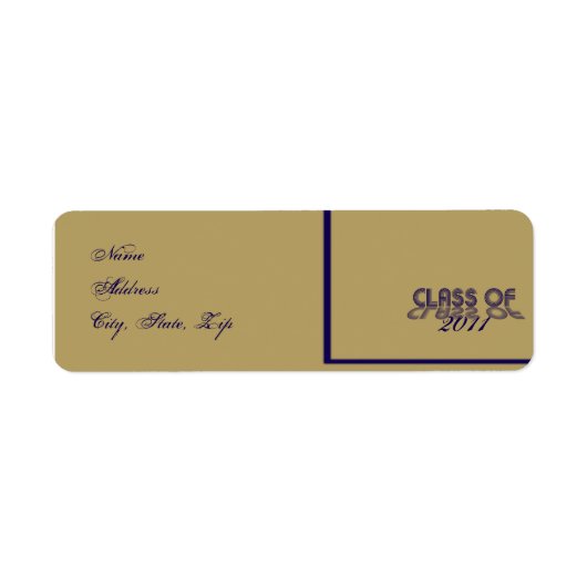 Retro Blue en Gold Afstuderen retouradres Etiket (Voorkant)