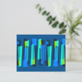 Retro Blue en Green Abstract Print Briefkaart (Staand voorkant)