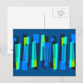 Retro Blue en Green Abstract Print Briefkaart (Voorkant / Achterkant)