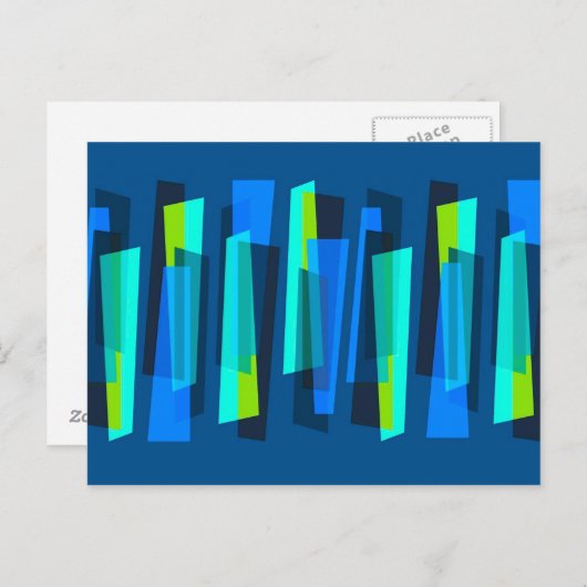 Retro Blue en Green Abstract Print Briefkaart (Voorkant / Achterkant)