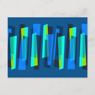 Retro Blue en Green Abstract Print Briefkaart