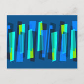 Retro Blue en Green Abstract Print Briefkaart (Voorkant)