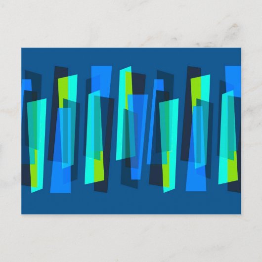 Retro Blue en Green Abstract Print Briefkaart (Voorkant)