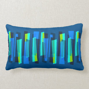 Retro Blue en Green Abstract Print Sierkussen Kussen