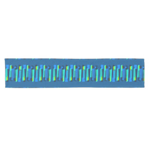 Retro Blue en Green Abstract Print Table Runner Korte Tafelloper